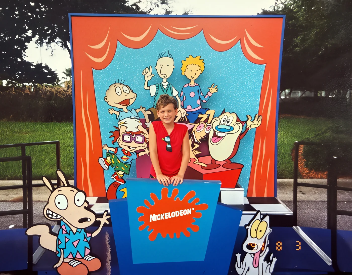 Young Erik Fuhrer at a Nickelodeon photo cutout